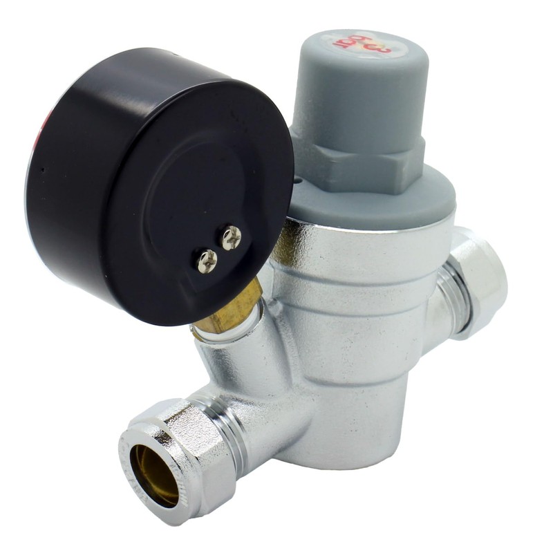 Adjustable Pressure Reducing Valve 15mm with 0-10 Bar Gauge