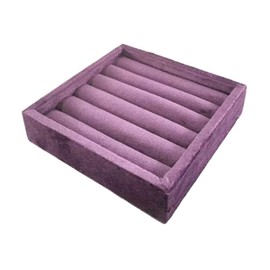 SCIKHETF Velvet Ring Earrings Studs organizer Tray Small Ring Insert Display Tray 5 Slots Stackable (Purple)