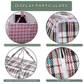 iPEAK Storage Bags Extra Large Heavy Duty Jumbo Laundry Bag Waterproof Dust Resistant Reusable Double Zipper Bag For Moving House Clothing, Wardrobe storage, toys, bedding (2 Red Check)