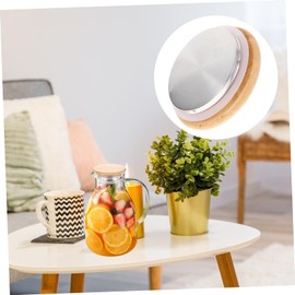 FUNOMOCYA Glass Pitcher Bamboo Lid - Stainless Steel Water Carafe Cover Lid Replacement Cap Airtight for Fridge Water Jug Beverage Coffee Milk Pitcher