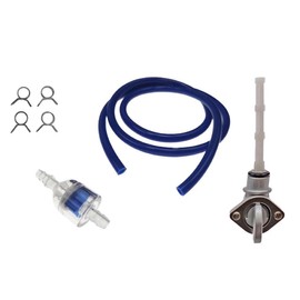 Manual Fuel Tap + Blue Fuel Hose Set Fits Piaggio Sfera, NRG, TPH, Typhoon, Zip, Gilera Runner, Aprilia SR 50 - Includes Filters & Clamps