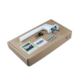 MFT PSK Rotating Handle for Sliding Door, Lockable Handle for Patio Door, Die-Cast Aluminium Balcony Door, White RAL9016, Tilt Door Handle with Lockout Protection, Pin Length 35 mm