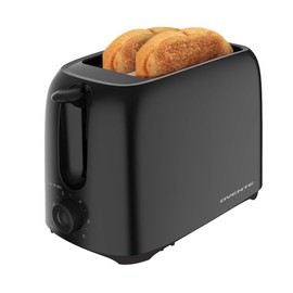OVENTE Electric 2 Slice Toaster Machine with 6-Shade Browning Selector Setting, Compact Design and Removable Crumb Tray, 700W Power Perfect for Toasting Bread, Thin Bagels and Waffles, Black TP2210B