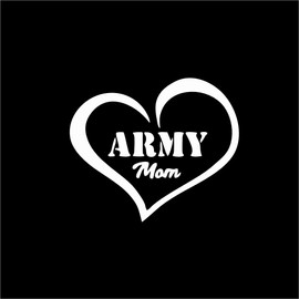 AS Army Mom Love Decal Sticker - 8-Inch White Vinyl Military Mom Heart Soldier Design for Car, Laptop, Window, and Wall - Perfect Military Gift