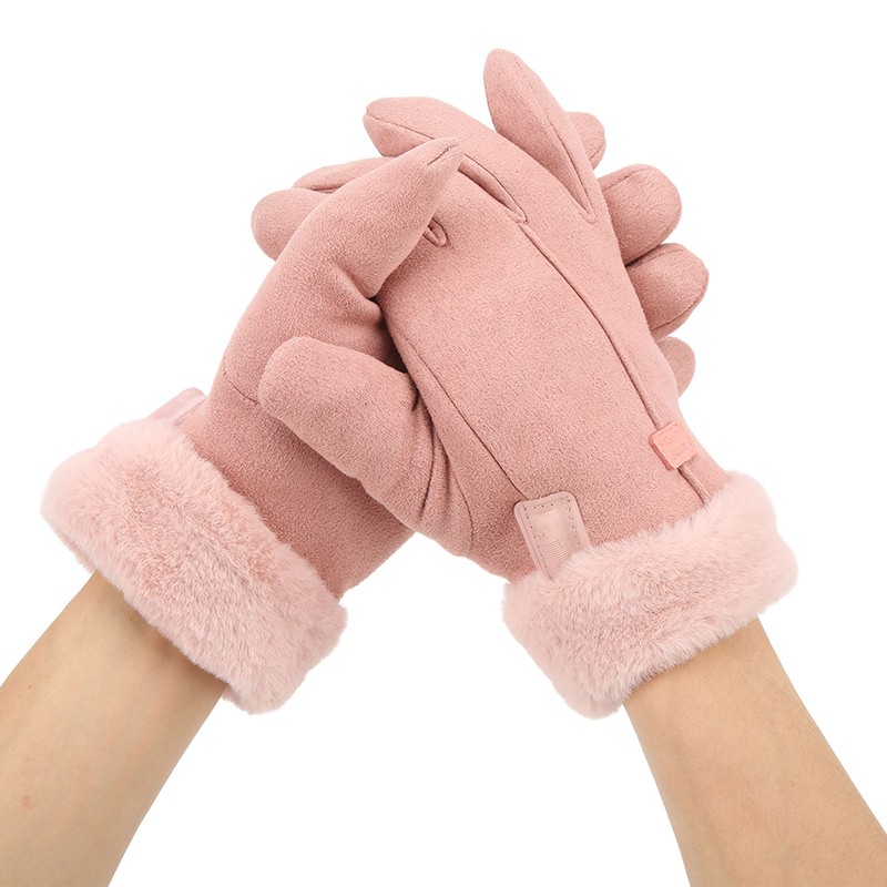 Pink USB Heating Gloves Hand Warmer Touch Screen Design Adjustable
