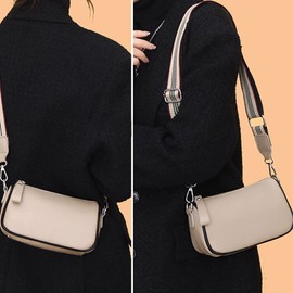 NIYUTA® Leather Shoulder Bag Women's Modern Bags with Wide Shoulder Strap Chest Bag Women's Small Crossbody Bag or Hip Bag Women, gray