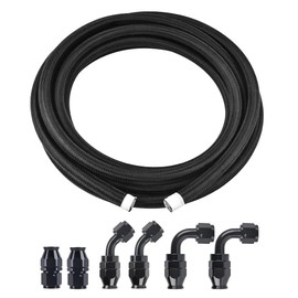 EVIL ENERGY 8AN PTFE Fuel Line Kit, E85 Nylon Braided Fuel Hose 12FT Black