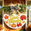 12 Inch Thanksgiving Wooden Wreath Sign, Give Thanks Front Door