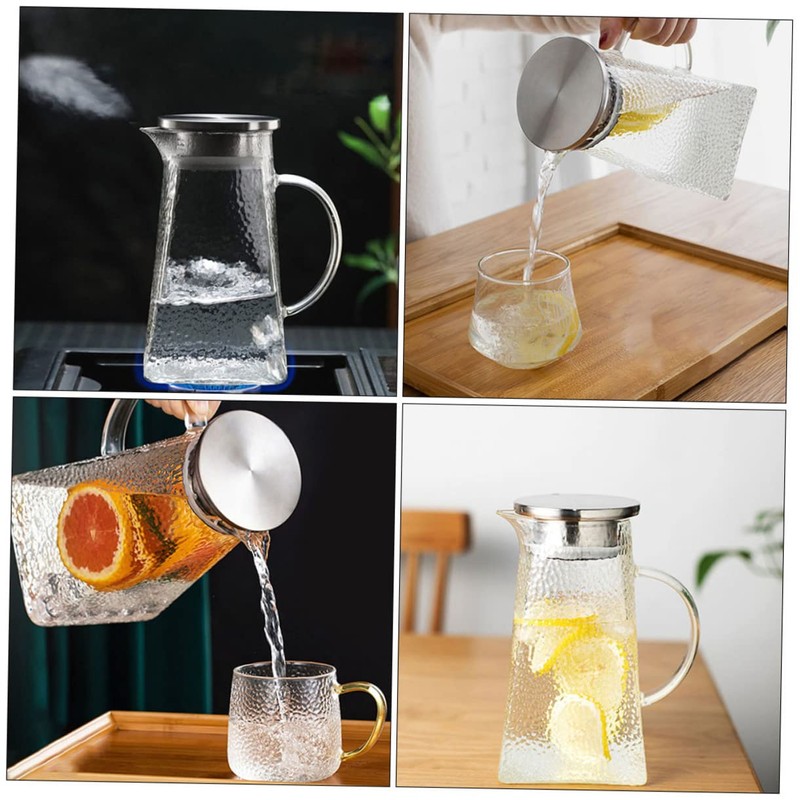 BIUDECO Elegant Glass Water Pitcher Cold Water Kettle Lid for