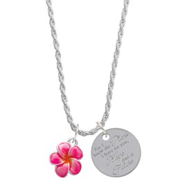 Delight Jewelry Silvertone Hot Pink and Orange Flower For I Know the Plans I Have for You Charm Necklace, 20"+3"
