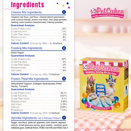 PetCakes Birthday Baking Kit for Cats- Makes 3 Frosted Fish Shaped Cakes & 3 Ice Cream Treats - Includes 2 Healthy Cake Mixes, 2 Frosting & 2 Ice Cream Mixes, Sprinkles & Candle - Net Wt 10.5 oz