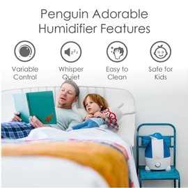 Crane Animal Humidifier for Bedroom, 1 Gal. Cool Mist Humidifier for Baby Nursery with Auto Shut-Off, Easy to Clean, Penguin