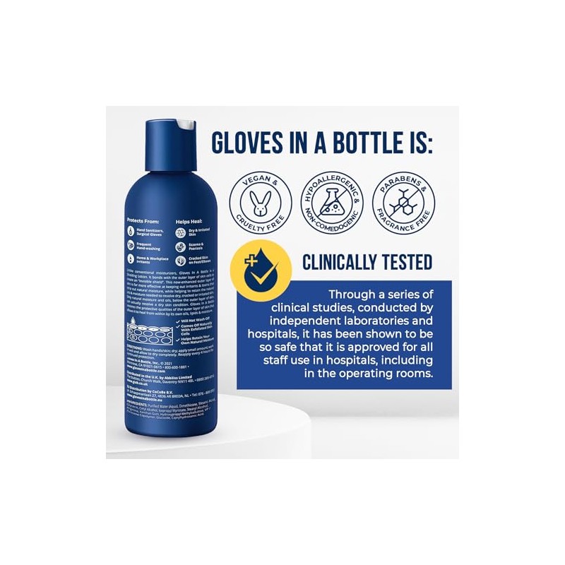 Guantes en una loción de protección para botellas (One- 2