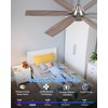 Coolwind 52 Inch Silver Ceiling Fans with Lights, Bedroom Ceiling
