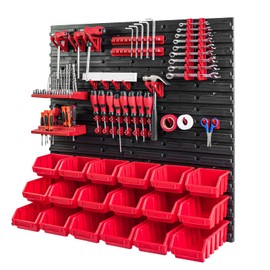 Tool Wall with Stacking Boxes - 772 x 780 mm - Storage System Set Tool Holders and 24 Pieces Box - Wall Shelf Workshop Shelf Perforated Wall Storage Boxes