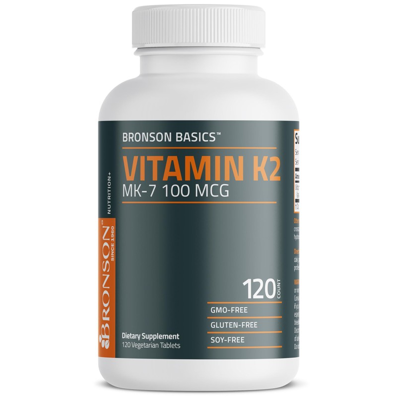 Bronson Vitamin K2 MK-7 100 MCG, K2 as MK7 Menaquinone,