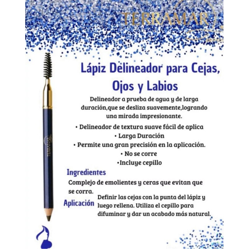 Terramar Lápiz Delineador De Cejas, Ojos Y Labios Café Terramar