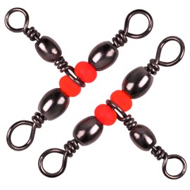 3 Way Fishing Barrel Swivel, 60Pcs Brass Red Triple Swivel Cross Line Swivel Connectors Fishing Tackle Equipment Size 20-100 lbs Connector Ring Saltwater Fishing Accessories