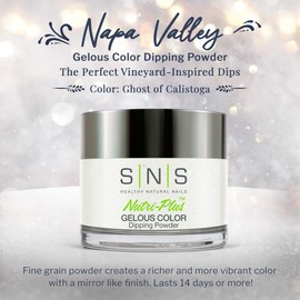 SNS Nail Dip Powder, Gelous Color Dipping Powder - Ghost of Calistoga (White/Pastel, Shimmer) - Long-Lasting Dip Nail Color Lasts 14 Days - Low-Odor & No UV Lamp Required - 1oz