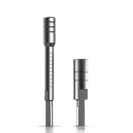 Galvanox Flat-end Bit Driver Extender and Hex Adapter Designed for Leatherman Multi-Tools, Hardened 1/4" Hex Adapter and Bit-kit Extension Screwdriver, Brushed Steel (2PC Add On Accessories Set)