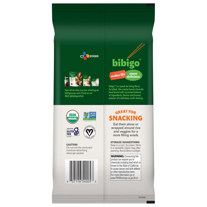 Bibigo Seaweed Snack, Sea Salt Flavor, Non GMO, Gluten Free,