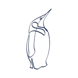 Tattwo.me Temporary Tattoos for Adults and Kids 2 Weeks Waterproof - Line Art Penguin - Vegetable Ink - EU Cosmetic Certificate - (M0198)