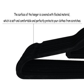 Vastsea Pack of 10 Suit Hangers Made of Plastic, Non-Slip Clothes Hangers 360°, Good Load Capacity Clothes Hangers, Flocked, Can Be Used for Coats, Dresses, Shirts (Black)