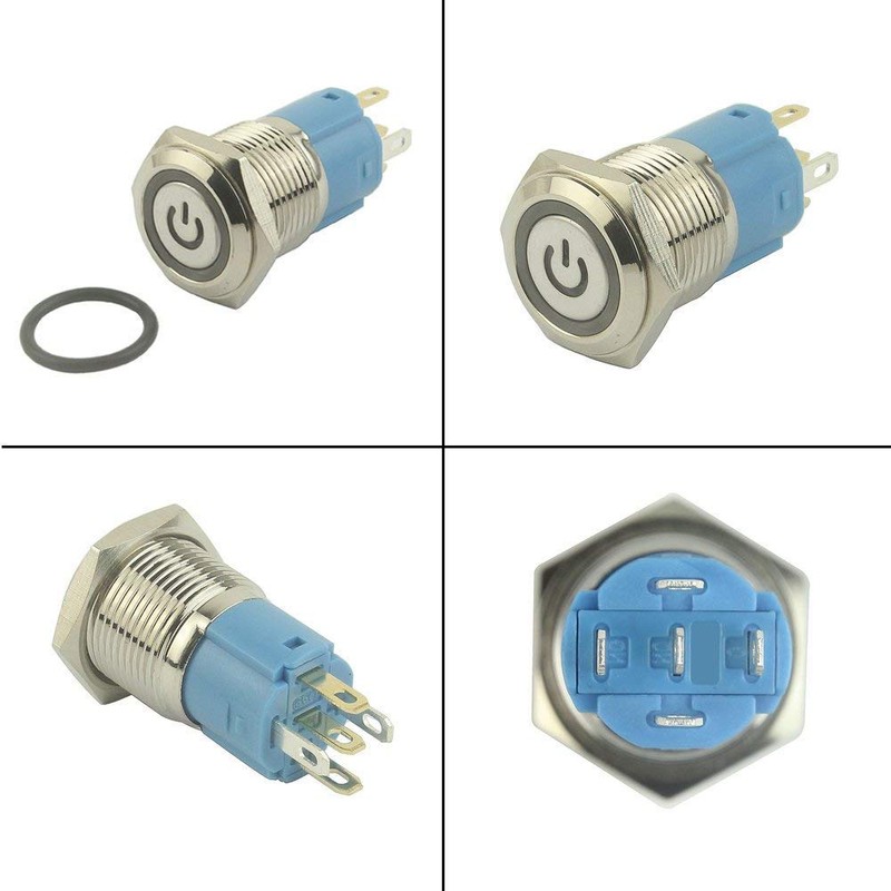 CESFONJER 2pcs Metal Latch Push Button Switch, Waterproof Toggle Switch