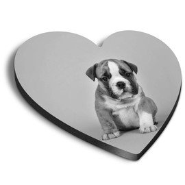 1 x Heart MDF Magnets - English Bulldog Puppy Dog Bull 42839