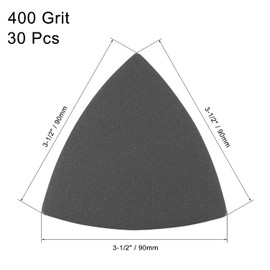 TA-VIGOR 30Pcs 400 Grit Triangular Sandpaper, 90mm Hook and Loop Sanding Pad Fit 3-1/2 Oscillating Multi-Tool, Electrostatic Sand Planting Sanding Paper Silicon Carbide for Wet and Dry Use