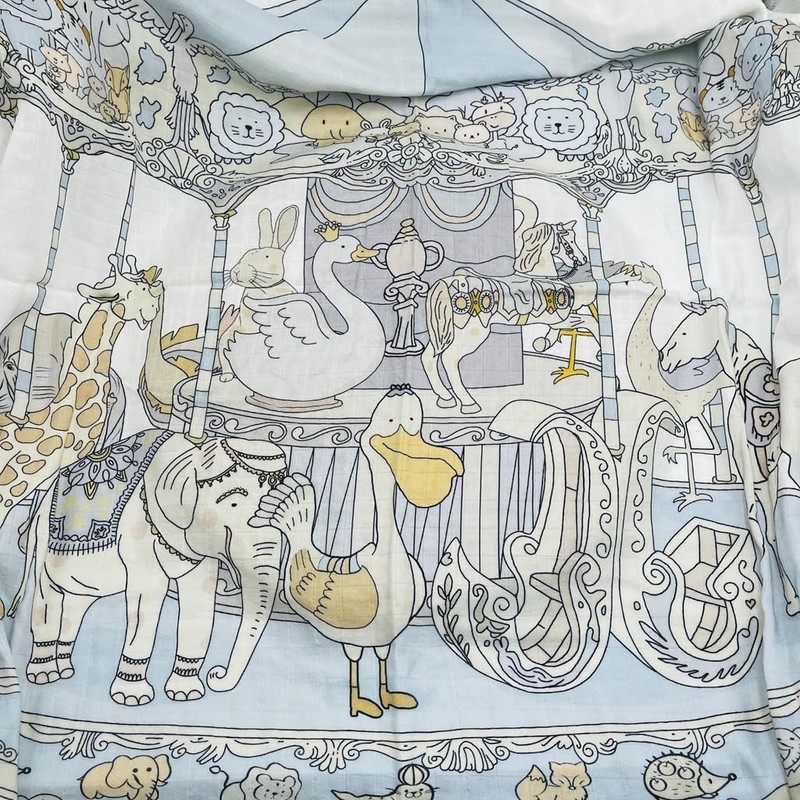 HGHG New Carousel Swaddles Soft Baby Muslin Swaddle Blanket (Carousel