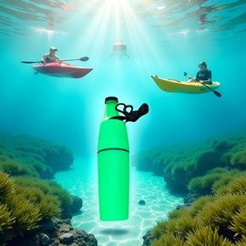 Green Waterproof Container Bottle Holder with Lanyard - Floating Dry Box for Kayak, Canoe, Boat, Diving, and Snorkeling - Watertight Plastic Case with Hook and O-Ring Seal for Outdoor Activities