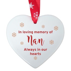 Second Ave In Loving Memory of Nan Ceramic Hanging Heart Christmas Xmas Tree Decoration Bauble
