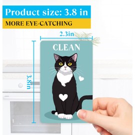 JCHCAMRY Funny Dishwasher Magnet Clean Dirty Sign,Cute Cartoon Cat Universal Double Sided Refrigerator Magnet,Double Sided Reversible Dish Washer Magnet Signfor Kitchen Home Accessories Decor