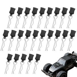 Werownsgso 24 Pieces RC Body Clips, Body Shell Pin Replacement Parts, Body Clips Bent Springy R Pins, Stainless Steel RC Mounting Clamp Set for Remote Control Model Car Shell