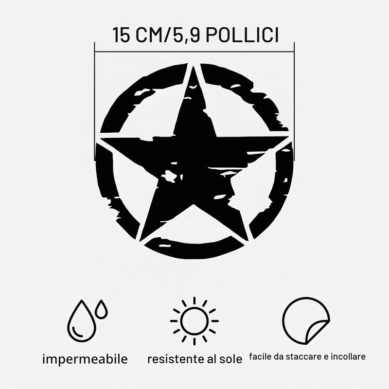 GXGM 2 Pezzi Adesivo Stella Militare Nera – Adesivi per