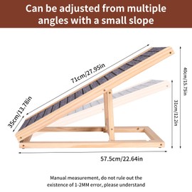 Adjustable Wooden Pet Ramp with Non-Slip Surface, Foldable Dog Ramp for Indoor Use