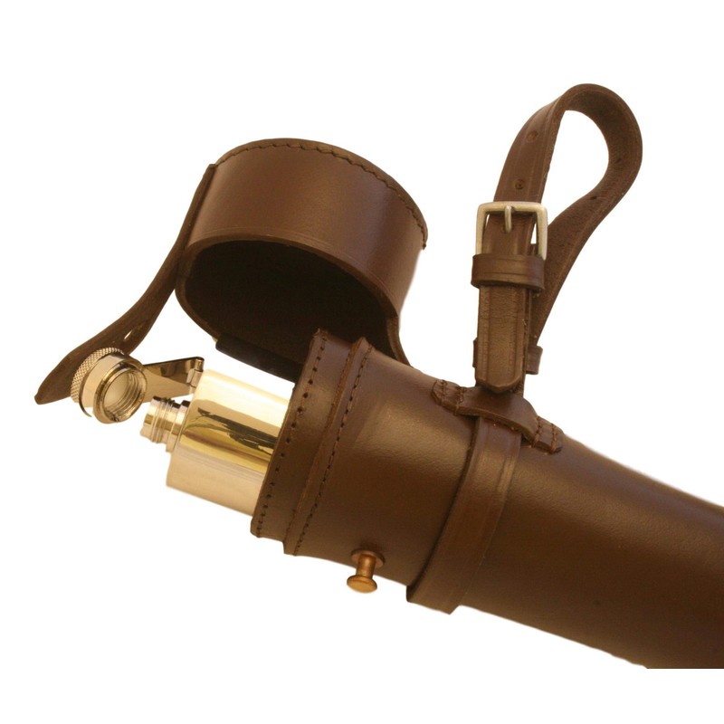 Horse Saddle Flask Brown Leather complete with stainless steel baton