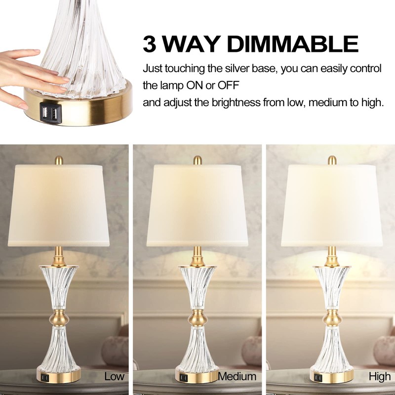 Touch Table Lamps for Bedroom Set of 2 Modern Living