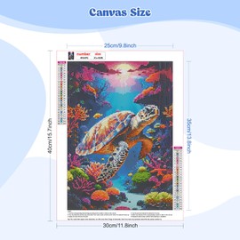 MEIYUDA Diamond Painting Art Sea Turtle, 5D Diamond Painting Kits for Adults Kids Wall Art, Diamond Painting Kit DIY Gem Art Crystal Art Cross Stitch for Home Wall Decor 30x40cm