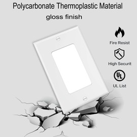 Decorator Wall Plates 1-Gang Switch Outlet Electrical Cover Plate Unbreakable Thermoplastic Faceplate for Light Receptacle Outlet Switch, White (10 Pack)