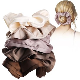 Coleteros de Satén, GeeRic 5 Satin Hair Scrunchies para Mujer Gomas Elásticas para el Cabello Bandas para Cola de Caballo para el Cabello para Niñas, 