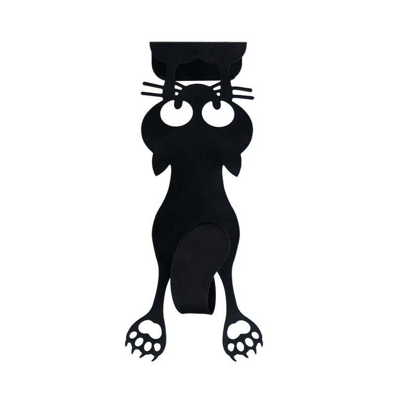balvi Curious Cat Hanger for Doors, Black, One Shape of