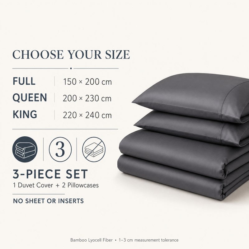White Bamboo Lyocell Duvet Cover Set, 3-Piece Queen 78.74 x
