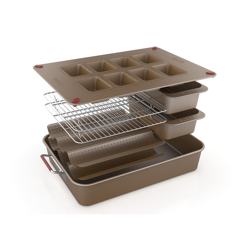 Elbee Home 8-Piece Nonstick Space Saving Bread Baking Pan Set