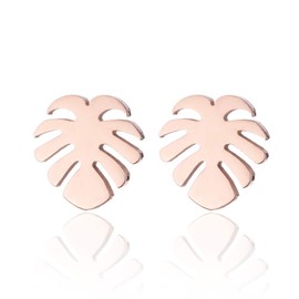 Simple Stainless Steel Tropical Monstera Leaf Earrings for Women Coconut Palm Tree Stud Earing Ocean Beach Jewelry, Metal