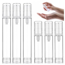 Dcsfadq 6 Stück Airless Pumpspender Leer, 10ml und 15ml Transparent Kosmetik Reise Spenderflasche, Kleine Vakuum Kosmetikbehälter, Tragbarer Reiseflaschen zum Befüllen für Lotion Creme