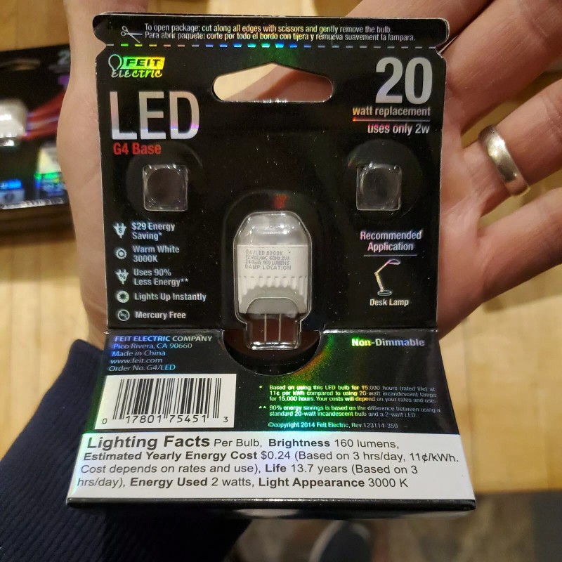 Feit Lot of 2 Feit Electric LED G4 20 watt