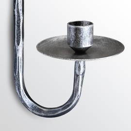 BeginS Hand-Forged Wall Candle Sconces Set of 2, Silver Vintage Solid Steel Metal Candle Holders, Rustic Home Decor for Living Room, Bedroom, Dining Room, Wall-Mounted Candle Accent