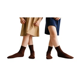 COSHAL® 6 Kids Children's School Socks Kids Boys Girls Back to School socks Cotton Rich Plain Ankle School Socks Pack of 6 Size 9-12 Brown